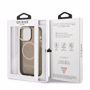 Guess Gold Outline Translucent MagSafe чехол для iPhone 13 Pro Max - чёрный