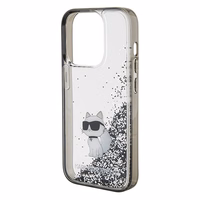 Karl Lagerfeld Liquid Glitter Choupette ümbris jaoks iPhone 15 Pro Max - läbipaistev