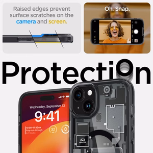 Spigen Ultra Hybrid Mag Ümbris with MagSafe jaoks iPhone 15 Plus - Dark hall (Zero One Pattern)