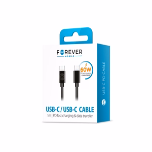 Forever cable USB-C - USB-C 1,0 m 60W black