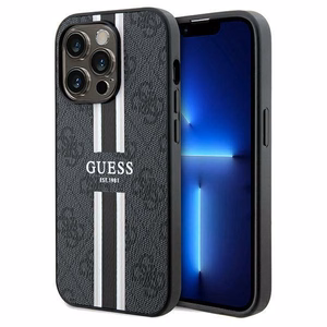 Guess 4G Printed Stripes MagSafe чехол для iPhone 15 Pro Max - чёрный