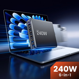 Tech-Protect DC240W-GAN 6 pordiga laua laadija PD 240W / QC3.0 must