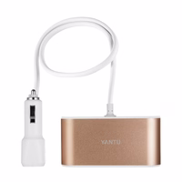 Auto Cigarette Lighter Pesa Splitter B08 - 3 sockets + 2xUSB - 3,1A 120W koos ekraan and kaabel kuldne