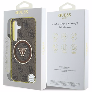 GUESS ümbris jaoks SAMSUNG S25 GUHMS25SHG4PRTGW (Magnetic IML Metal Glitter 4G Circle Triangle) brown