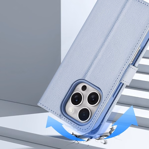 Dux Ducis Lawa iPhone 16 Pro Leather Ümbris with Detachable Magnetic Wallet - Sinine