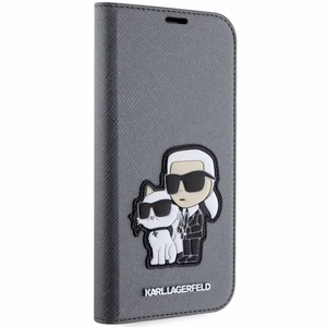 Karl Lagerfeld KLBKP14SSANKCPG iPhone 14 6.1" bookcase hõbedane/hõbedane Saffiano Karl & Choupette