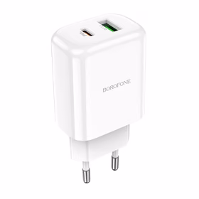 Borofone Wall laadija BN4 Potential - USB + Type C - QC 3.0 PD 2.0 20W valge