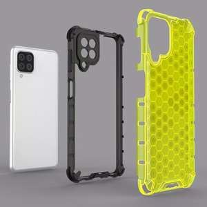 Honeycomb Case soomuskaitse TPU kaitsekattega Samsung Galaxy A22 4G mustale küljele