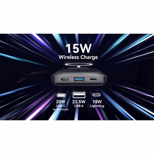 VEGER powerbank 10000 mAh with juhtmevaba charging compatible with MagSafe PD QC3.0 2A 20W MagOn (VP1151 / W1151) valge