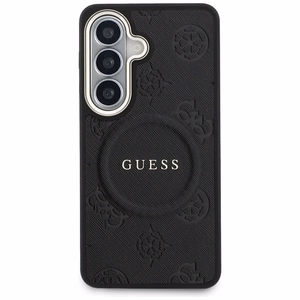 Guess Saffiano Peony Embossed Ring MagSafe case for Samsung Galaxy S26+ - black