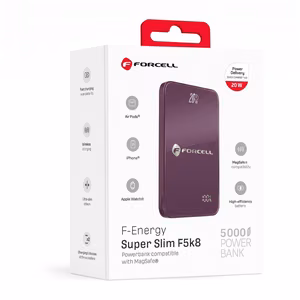 Внешний аккумулятор Forcell F-Energy SuperSlim F5K8, совместимый с MagSafe, QC4.0, PD3.0, 15 Вт, 5000 мА·ч, вишнёвый