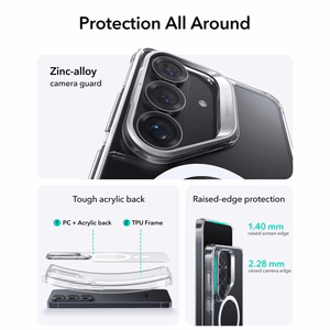 ESR Classic Hybrid Kickstand MagSafe ümbris Samsung Galaxy S26 jaoks - Läbipaistev