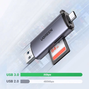 Memory card reader Ugreen CM185 USB-A 3.0/USB-C 3.1 to TF/SD (50706) hall