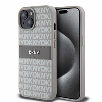 DKNY Leather Mono Stripe & Metal Logo ümbris jaoks iPhone 15 / 14 / 13 - beige
