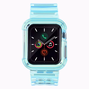 Силиконовый ремешок-браслет с чехлом и подсветкой для Apple Watch 44mm - синий