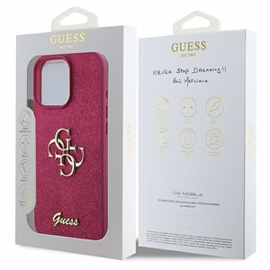Guess Glitter Script Big 4G iPhone 16 Pro Ümbris - lilla