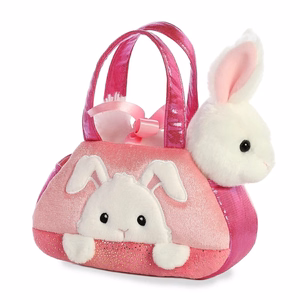 Fancy Pals PeekaBoo keskkonnahoidlik jänku plüüslelu roosas kotis, 20 cm