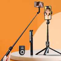 Selfie Stick - with detachable bluetooth remote control and tripod - P81 1,6 metres BLACK