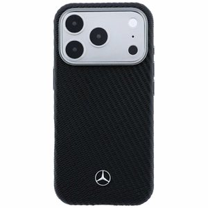 Mercedes osaliselt ümbritsev nahast puiduefektiga MagSafe-ümbris iPhone 17 Pro / 18 Pro jaoks, must