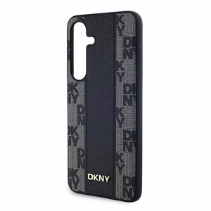 DKNY Leather Checkered Mono Pattern MagSafe ümbris jaoks Samsung Galaxy S24 - must
