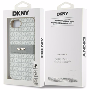 DKNY Repeat Texture Pattern with Tonal Stripe iPhone 16e Ümbris - Beige
