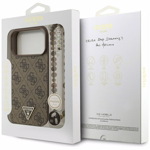Guess 4G Strap Triangle Logo MagSafe Ümbris jaoks iPhone 17 Pro Max - Brown