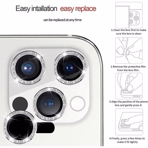 Закалённое стекло Hard Diamond для камеры (LENS) для iPhone 15 Pro/15 Pro Max чёрный (lens 3 шт.)