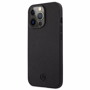 Mercedes nahast metallist logoga ümbris iPhone 13 Pro / iPhone 13 jaoks - must