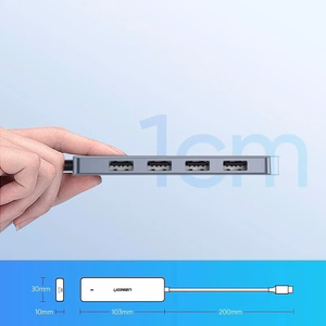 Ugreen USB Type C Jaotur - 4x USB 3.2 Gen 1 USB-C toitepordi halliga (CM219 70336)