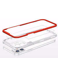 Läbipaistev 3in1 ümbris iPhone 12 raamile geeliga kaetud punane