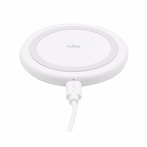 Puro Qi 10 W juhtmevaba laadimisalus Androidi ja iPhone'i seadmetele, valge
