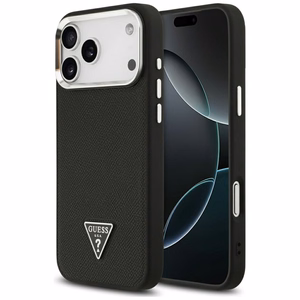 Guess Grained Triangle Logo MagSafe чехол iPhone 17 Pro Max черный