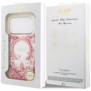 Guess Resin Bottom Glitter MagSafe ümbris mudelitele iPhone 18 Pro Max / 17 Pro Max, roosa