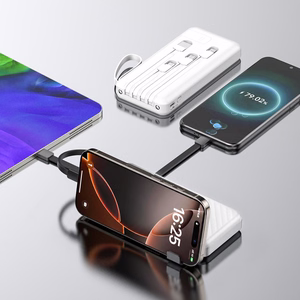 Wozinsky W11-W 10000mAh 10W akupank sisseehitatud kaablite ja taskulambiga - valge