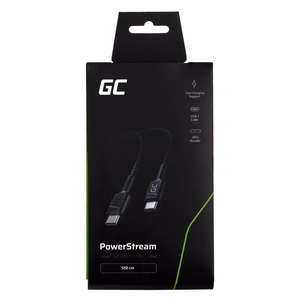 Green Cell KABGC30 USB kaabel USB 2.0 1,2 m USB C, must