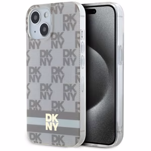 DKNY IML Checkered Mono Pattern & Printed Stripes MagSafe ümbris jaoks iPhone 15 / 14 / 13 - beige