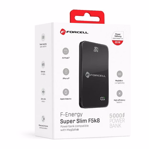 Powerbank compatible with MagSafe Forcell F-Energy SuperSlim F5K8 QC4.0 PD3.0 15W 5000 mAh must