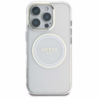 Guess IML Metal Colored Circle Classic Logo MagSafe ümbris jaoks iPhone 16 Pro - valge