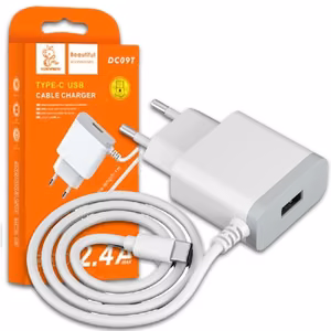 Charger Denmen (DC09T-W) + type-C cable (1xUSB 2.4A) white