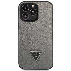 Чехол Guess Saffiano Triangle Logo для iPhone 13 Pro / 13 6.1" - серебряный
