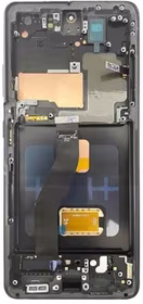 LCD screen Samsung G998 S21 Ultra koos touch screen ja frame Phantom Must OLED (real size)