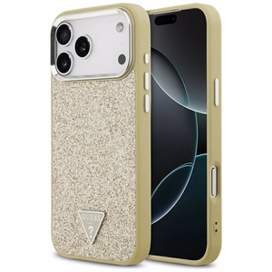 GUESS ümbris jaoks IPHONE 17 Pro Max compatible with MagSafe GUHMP17XPFGTSCMD (PU Glitter W/ Triangle Logo) kuldne