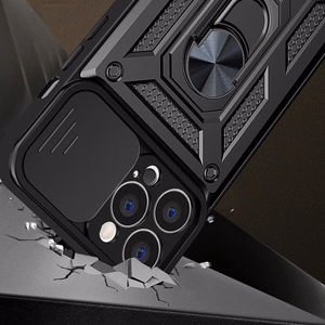 Чехол Hybrid Armor Camshield для Vivo Y16 / Vivo Y02s бронированный с защитой камеры чёрный