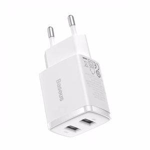 Laadija Baseus Compact valge 10.5W (2xUSB)