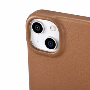 Чехол iCarer CE Premium Leather Folio для iPhone 14 Plus магнитный с откидной крышкой MagSafe коричневый