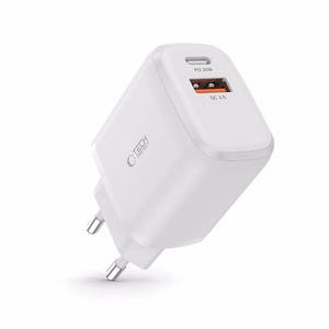 Tech-Protect C20W charger USB-C PD 20W / USB-A QC 3.0 - white