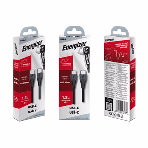Energizer Classic C611CGBK USB-C–USB-C laadimis- ja andmekaabel, 1,2 m, must