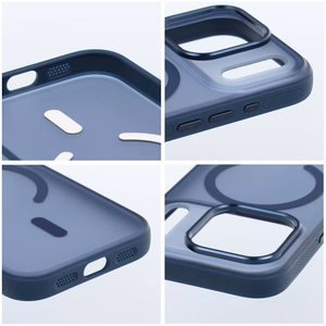 Case for iPhone 17 Pro / 18 Pro (low camera edge) Flexline Mag Cover compatible with MagSafe navy blue