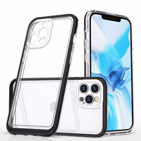 Läbipaistev 3in1 ümbris iPhone 12 Pro raamile geeliga must kattekate