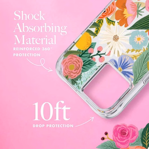 Rifle Paper Clear MagSafe ümbris seadmele iPhone 14 Plus, Garden Party Blush mustriga
